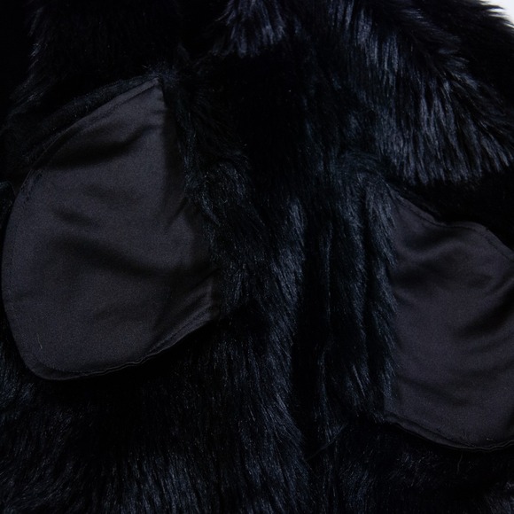 DKNY Black Faux Fur Collar Suede Vest Sleeveless Jacket Women's Large L - Picture 7 of 9